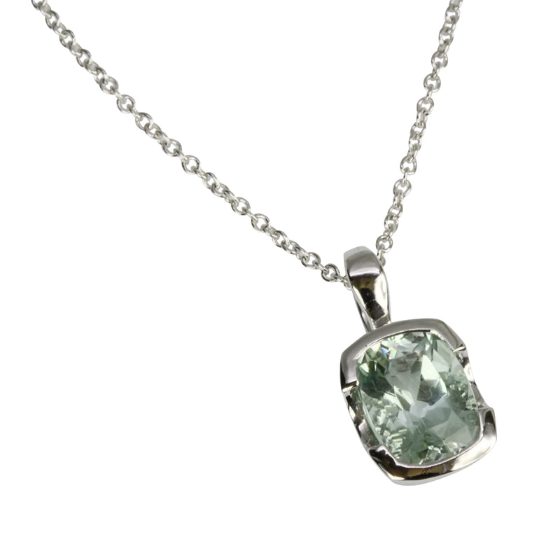 14k Gold Cushion Aquamarine Pendant Necklace