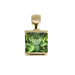 14k Gold Green Tourmaline Pendant Necklace