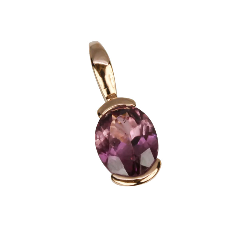 14k Gold Oval Malaya Garnet Pendant Necklace