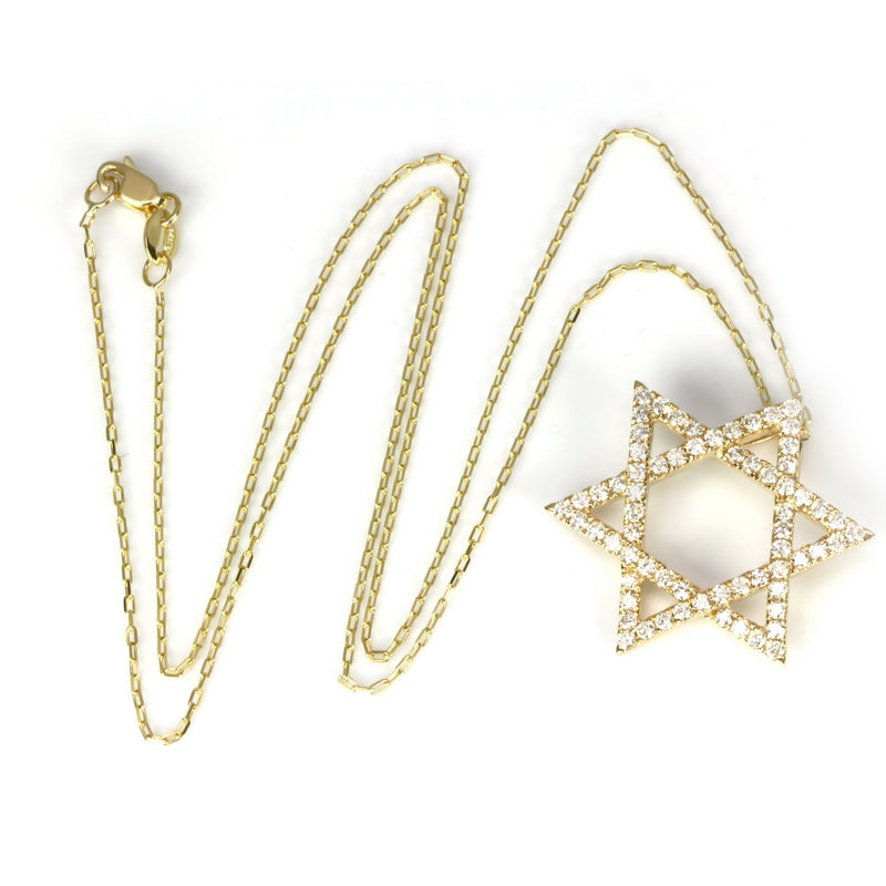 14k Gold Star Of David Pendant Necklace