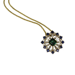 14k Gold Multi Gem Snow Flake Necklace