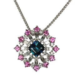 14k Gold Multi Gem Snow Flake Necklace