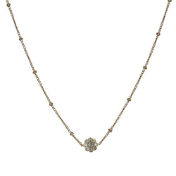 14k Yellow Gold Diamond Petite Flower Cluster Necklace