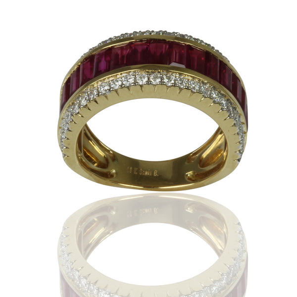 18k Gold Ruby & Diamond Half Eternity Ring