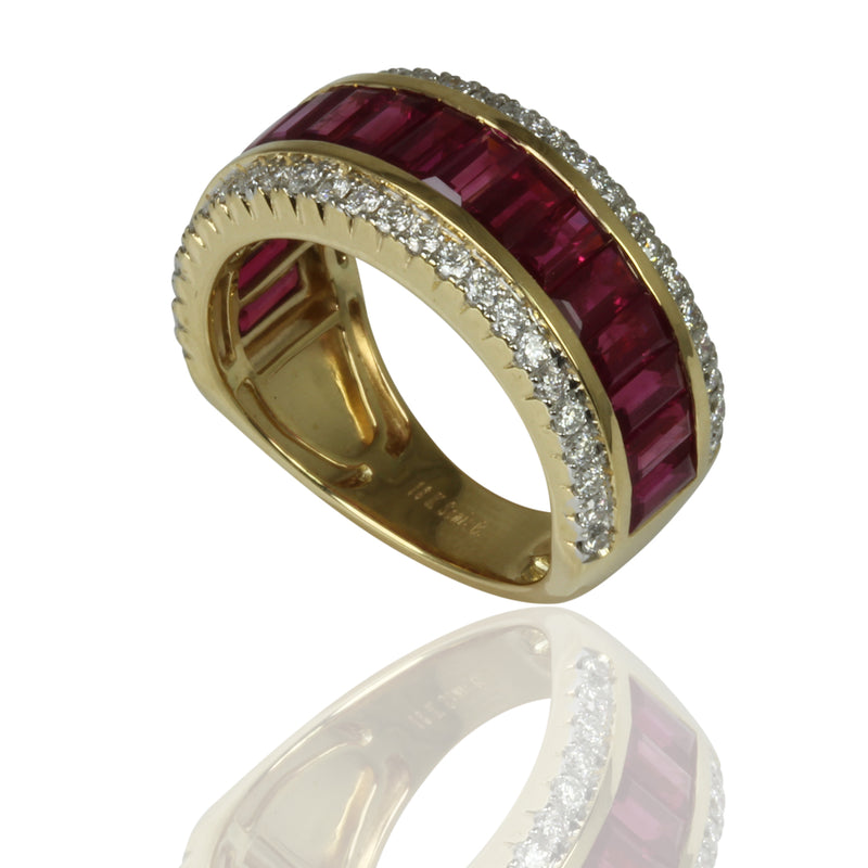 18k Gold Ruby & Diamond Half Eternity Ring