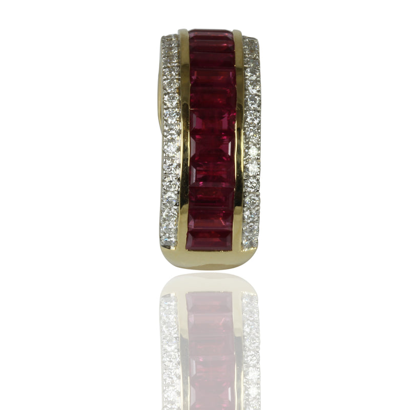 18k Gold Ruby & Diamond Half Eternity Ring