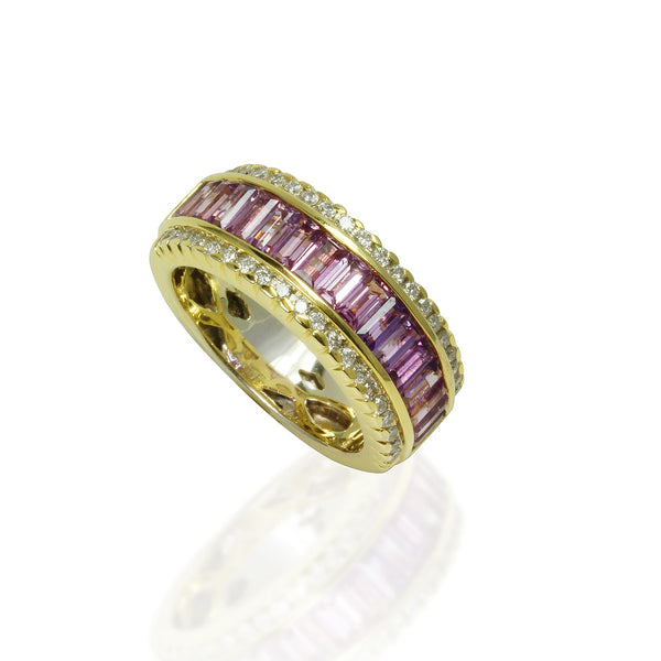 18k Gold Violet Sapphire & Diamond Half Eternity Ring