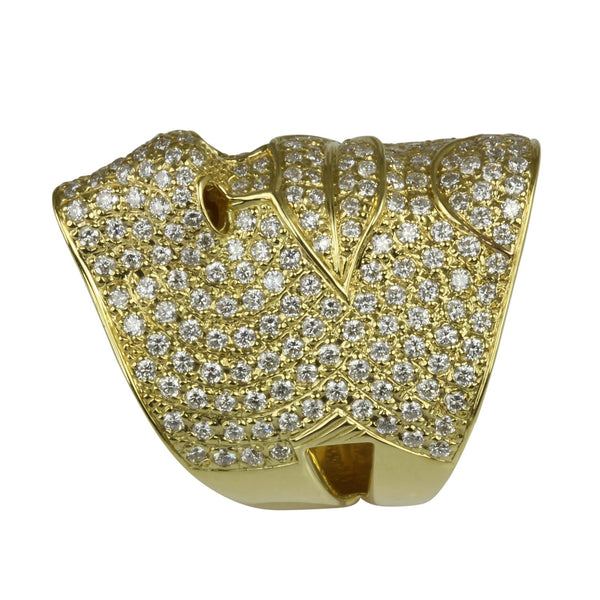 18k Yellow Gold Diamond Face Ring