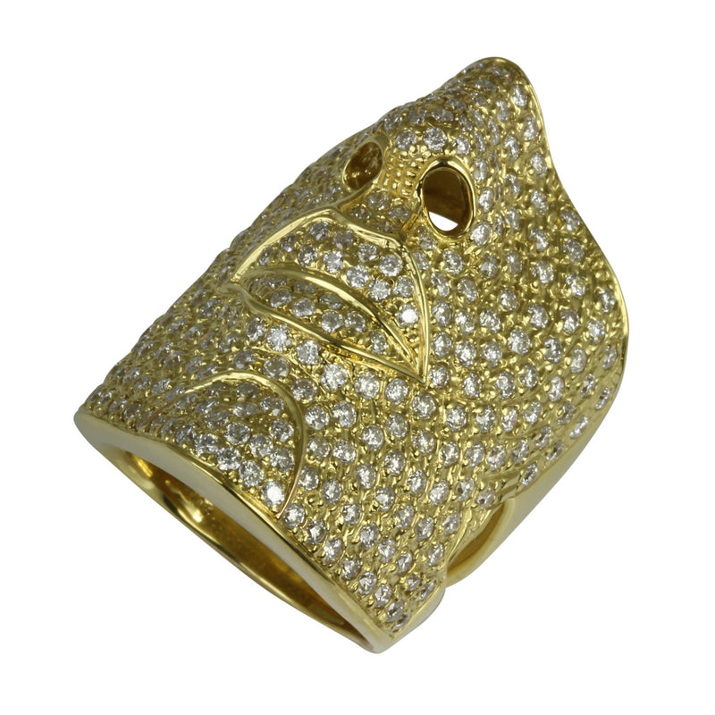 18k Yellow Gold Diamond Face Ring