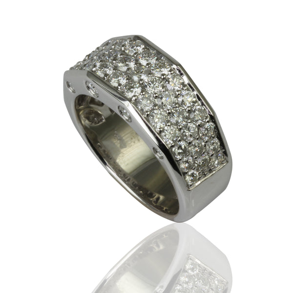 18k Gold Diamond Pave Angled Hexagon Ring