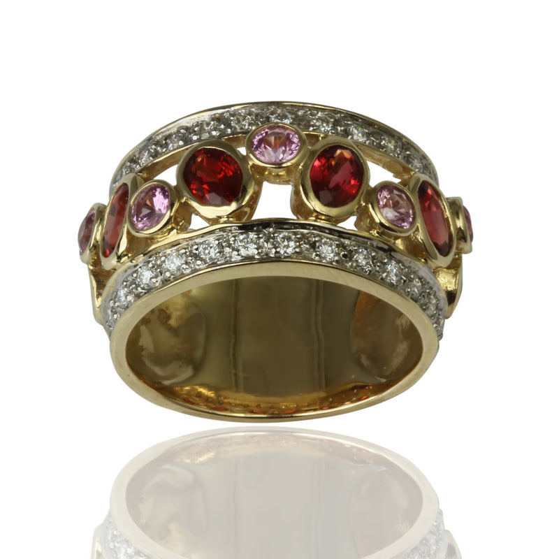 14k Yellow Gold Sapphire & Diamond Ring