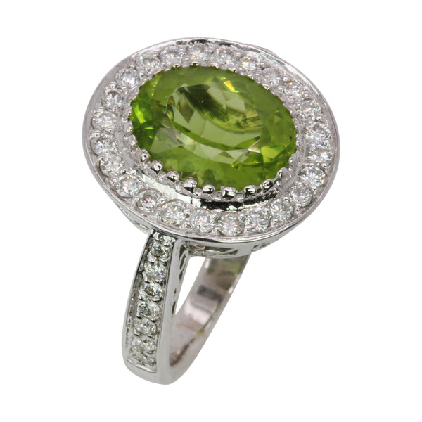 14k Gold Peridot & Diamond Ring