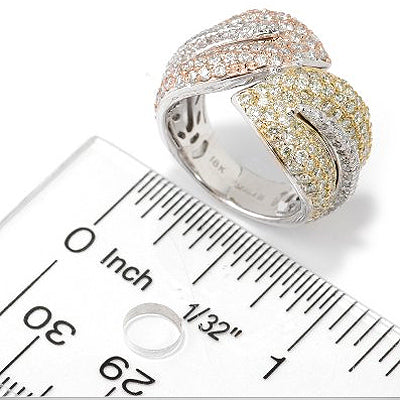 18k Gold Light Cape & White Diamond Leaf Ring