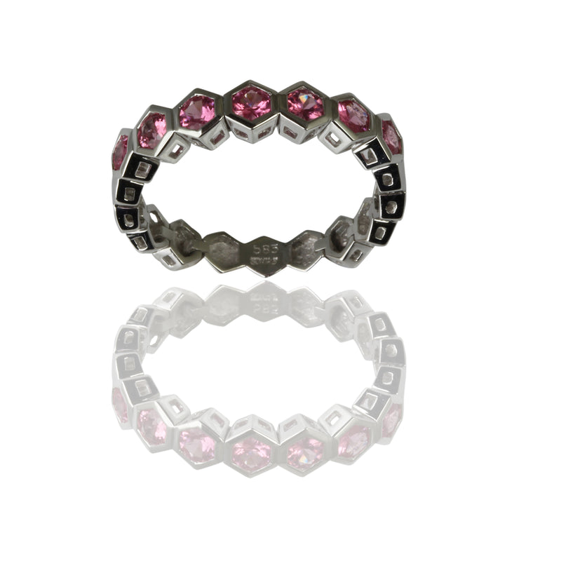 14k Gold Flex Pink Spinel Stackable Ring