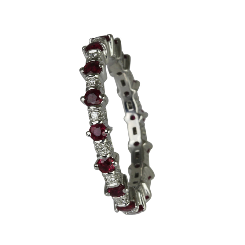 14k Gold Ruby & Diamond Eternity Band Ring