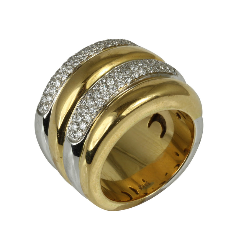 18k Gold Wide Swirl Diamond Ring