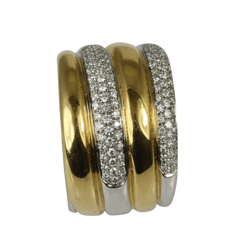 18k Gold Wide Swirl Diamond Ring