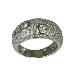 14k Gold Bubble Bezel Diamond Pave Dome Ring