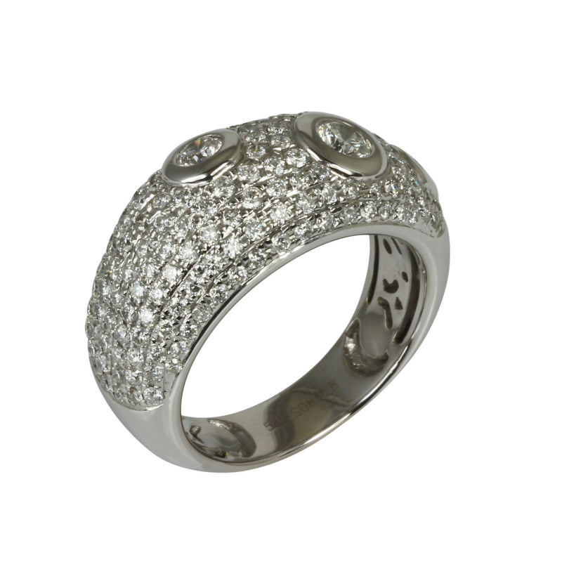 14k Gold Bubble Bezel Diamond Pave Dome Ring