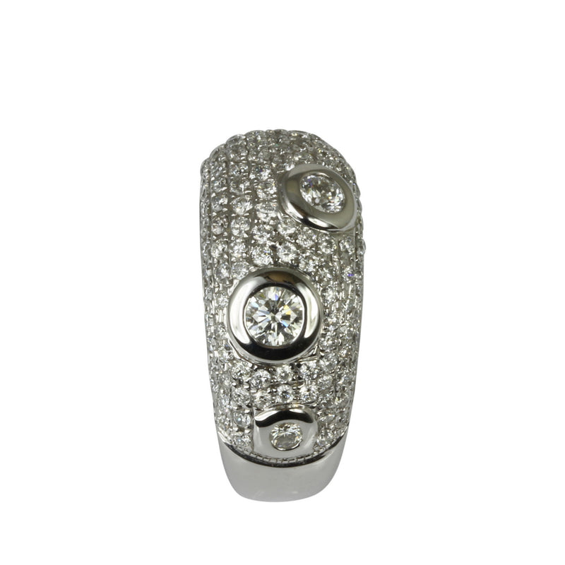 14k Gold Bubble Bezel Diamond Pave Dome Ring