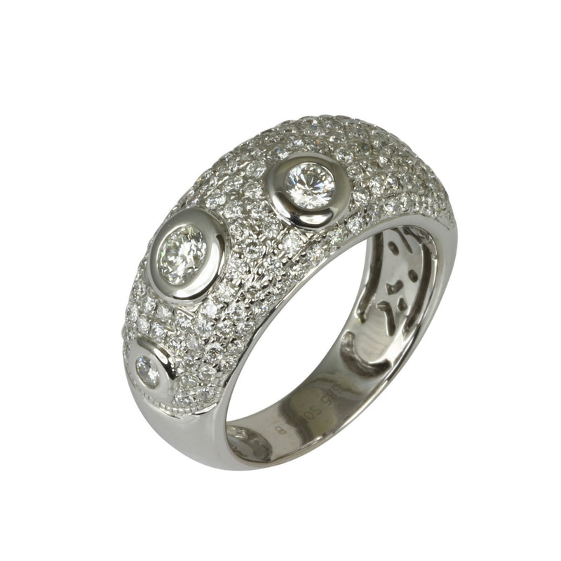 14k Gold Bubble Bezel Diamond Pave Dome Ring