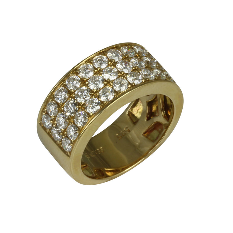 14k Gold Diamond Trio Row Half Eternity Ring