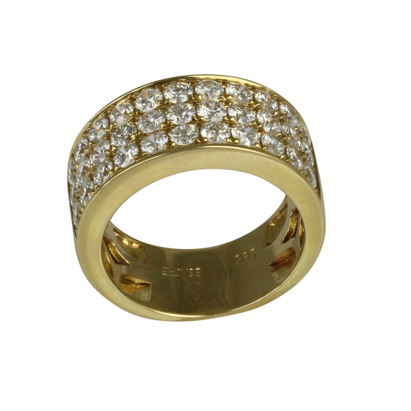 14k Gold Diamond Trio Row Half Eternity Ring