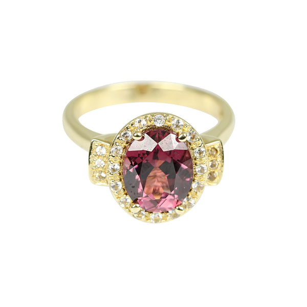 14k Gold Rhodolite & Diamond Flair Ring