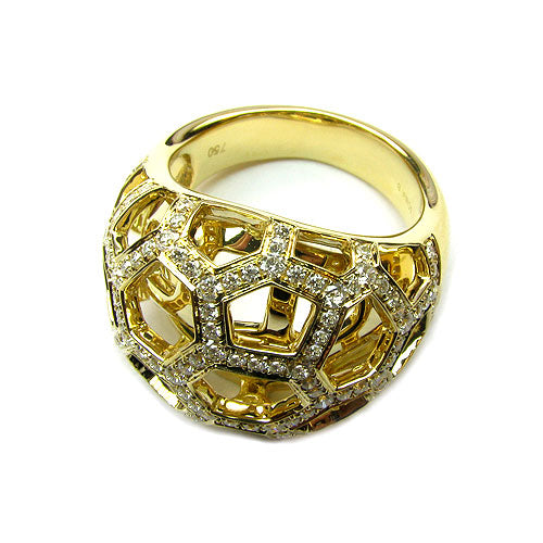 18k Gold Diamond Layered Dome Web Ring