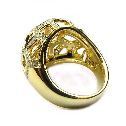 18k Gold Diamond Layered Dome Web Ring