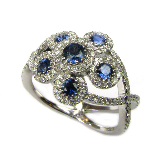 14k Gold Diamond & Blue Sapphire Ring