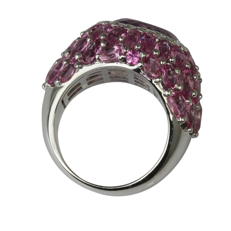 18k Gold Kunzite, Pink Sapphire & Diamond Ring