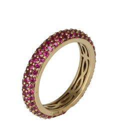 18k Gold Pink Sapphire Pave Stackable Eternity Ring