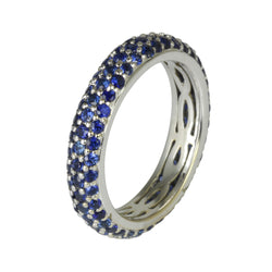 18k Gold Blue Sapphire Pave Stackable Eternity Ring