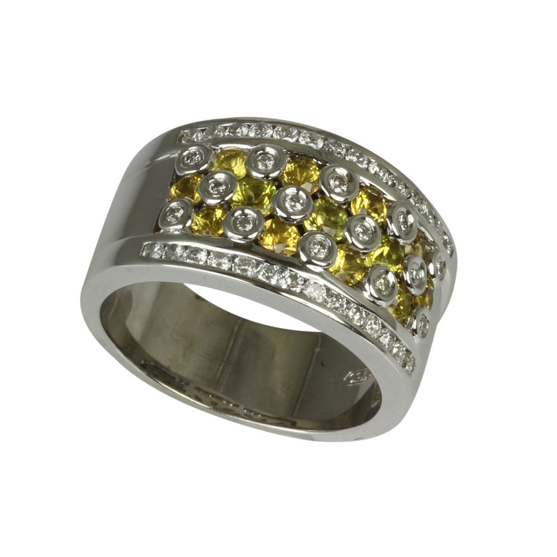 18k Gold Yellow Sapphire & Diamond Bezel Ring