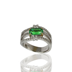 18k Gold Tsavorite & Diamond Ring