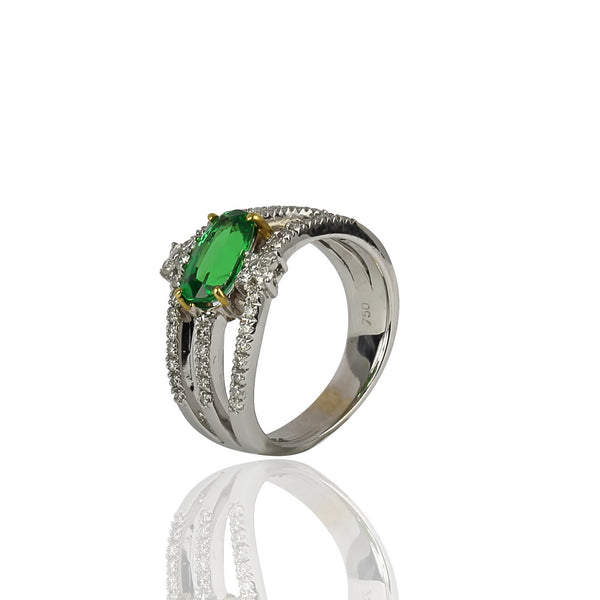 18k Gold Tsavorite & Diamond Ring