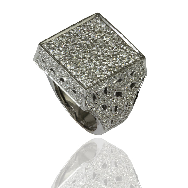 18k Gold Bold Diamond Square Top Ring