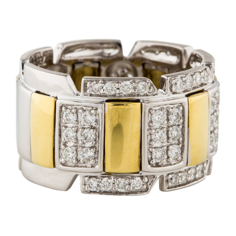 18k Two Tone Gold 1.02ct Diamond Buckle Ring