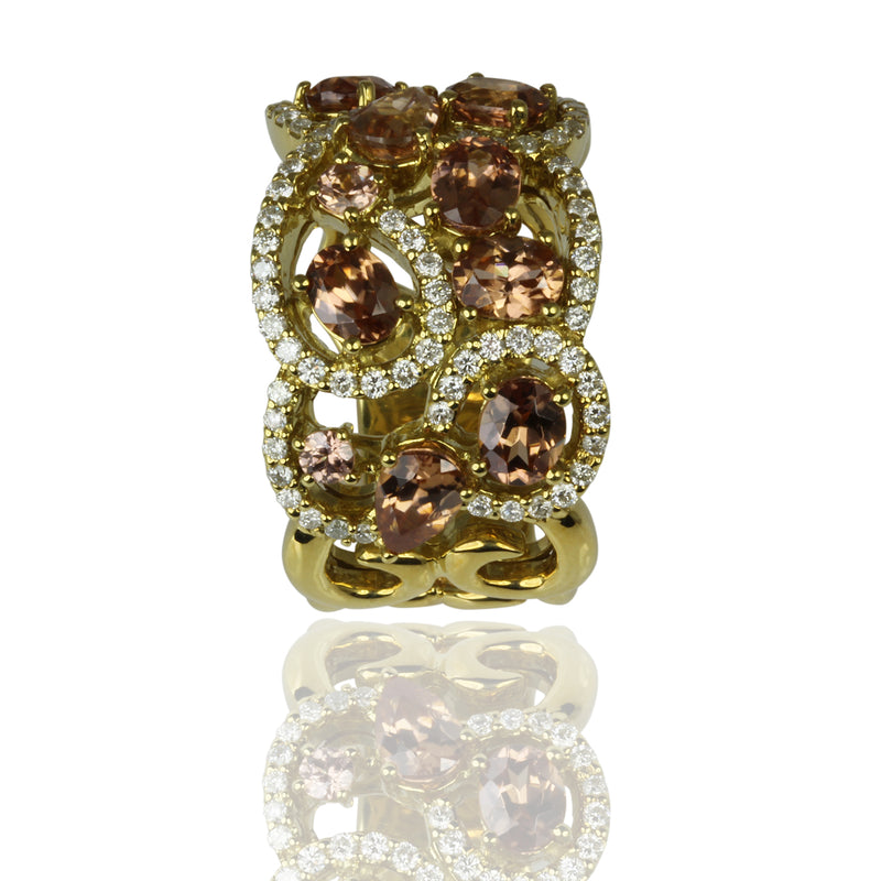 18k Gold Zircon & Diamond Lace Ring