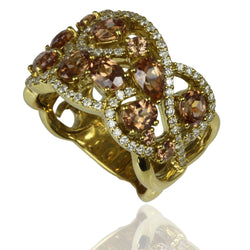 18k Gold Zircon & Diamond Lace Ring