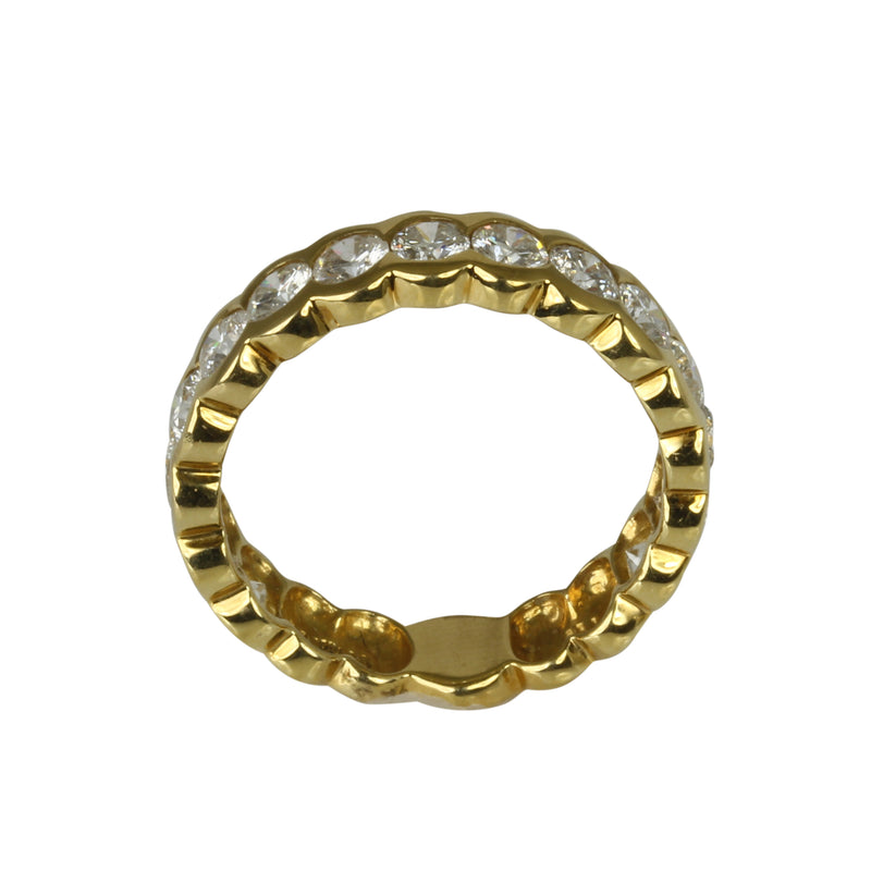 18k Gold Diamond Half Eternity Bubble Bezel Set Ring