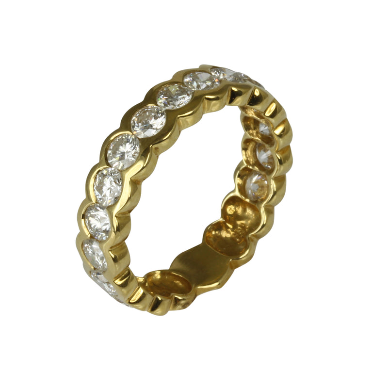 18k Gold Diamond Half Eternity Bubble Bezel Set Ring