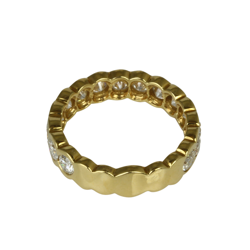 18k Gold Diamond Half Eternity Bubble Bezel Set Ring