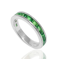 14k Gold Baguette Tsavorite Stackable Ring