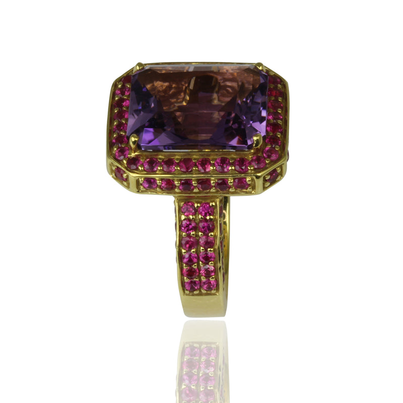 18k Gold Amethyst & Pink Sapphire Royal Ring