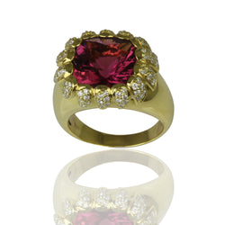 18k Gold Pink Tourmaline & Diamond Flair Ring