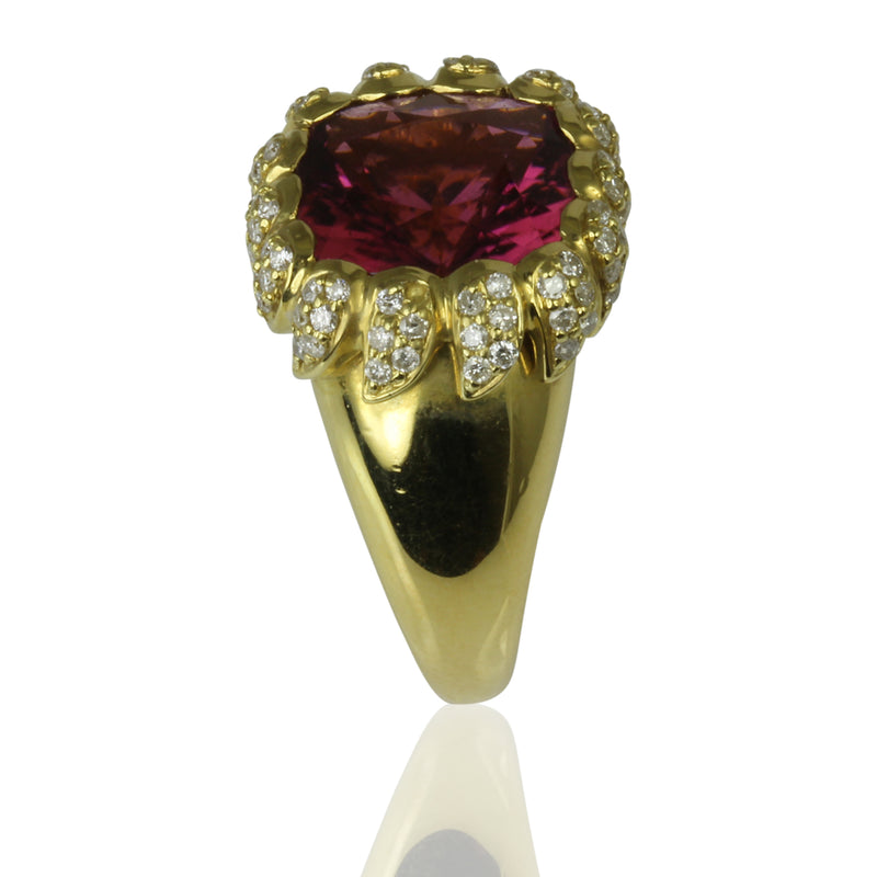 18k Gold Pink Tourmaline & Diamond Flair Ring