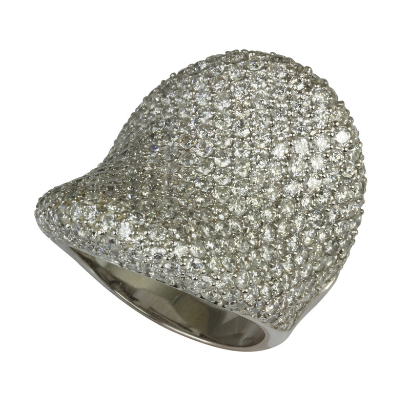 18k Gold Concave Diamond Pave Ring