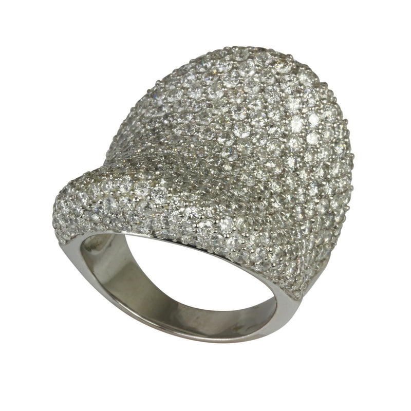 18k Gold Concave Diamond Pave Ring